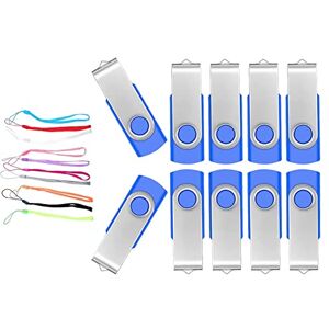 FEBNISCTE Clé USB 2.0 1 Go Lot de 10 Cles USB Disque Flash USB Pivotante Clef USB 1Go Mémoire Stick pour PC Couleur Bleu Pen Drive avec Cordes by - Publicité