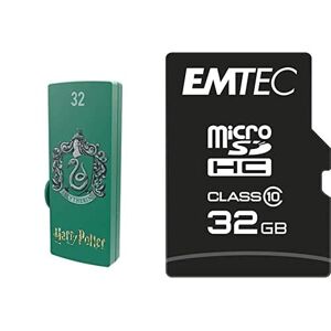Emtec Pack Support de Stockage Rapide et Performant : Clé USB 2.0 Série Licence Harry Potter Slytherin 32 Go + Carte microSD Classe 10 Collection Classic 32 GB - Publicité