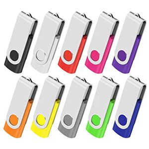 AreTop Cle USB 1GB Clé USB 2.0 Lot de 10 Mémoire Stick Lecteur USB Flash Drive Stockage Rotation Disque Pendrive pour Ordinateur Portable/PC/Voiture (10 Couleurs) - Publicité