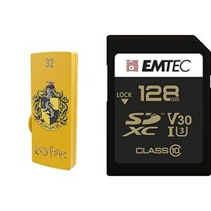 Emtec Pack Support de Stockage Rapide et Performant : Clé USB 2.0 Série Licence Harry Potter Hufflepuff 32 Go + Carte SD Gamme Speedin Classe 10-128Gb - Publicité