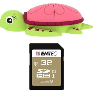 Emtec Pack Support de Stockage Rapide et Performant : Clé USB 2.0 Série Licence Collection Animalitos 16 Go + Carte MicroSD Gamme Elite Gold Classe 10-32 GB - Publicité