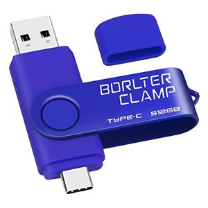 BORLTER CLAMP Clé USB Type C 512 Go, BorlterClamp Mémoire Stick Double Connecteur USB C 3.0 U Disque Flash Drive pour Smartphone Android Samsung S10/S9, Huawei Honor, etc., Tablette et Ordinateur (Bleu) - Publicité