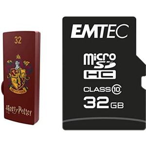 Emtec Pack Support de Stockage Rapide et Performant : Clé USB 2.0 Série Licence Harry Potter Gryffindor 32 Go + Carte microSD Classe 10 Collection Classic 32 GB - Publicité