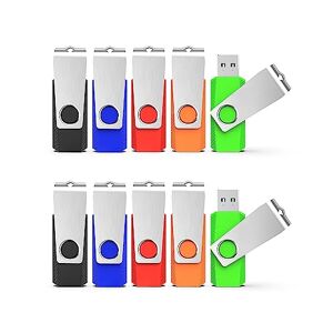 KEXIN Clé USB 16Go 3.0 Lot de 10 Clé USB 3.0 16Go USB Flash Drive Stockage pivotante Mémoire Stick Mixte Couleur pour PC/tablettes/Ordinateurs/TV/Car (5 Couleures USB 3.0) - Publicité