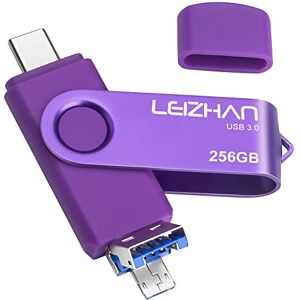 leizhan Clé USB Type C/Micro USB/USB 3.0, 3 en 1 Flash Drive OTG pour Huawei P20 P10 Samsung S21 S20 Smartphone Android PC Tablette (Violet，256Go) - Publicité