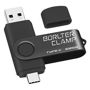 BORLTER CLAMP Clé USB Type C 512 Go, BorlterClamp Mémoire Stick Double Connecteur USB C 3.0 U Disque Flash Drive pour Smartphone Android Samsung S10/S9, Huawei Honor, etc., Tablette et Ordinateur (Noir) - Publicité