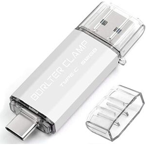 BORLTER CLAMP Clé USB Type C 512 Go, BorlterClamp Double Connecteur Mémoire Stick USB A et C 3.0 OTG U Disque pour Smartphone Android Samsung S10/S9, Huawei Honor, etc., Tablette et Ordinateur (Argenté) - Publicité