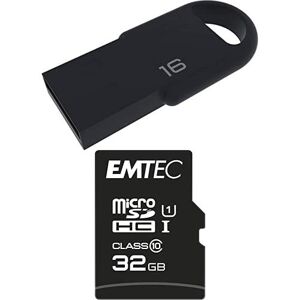 Emtec Pack Support de Stockage Rapide et Performant : Mini Clé USB 2.0 Séries Runners 16 Go + Carte MicroSD Gamme Elite Gold avec Adaptateur Performance Classe 10-32 GB - Publicité