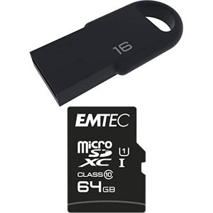 Emtec Pack Support de Stockage Rapide et Performant : Mini Clé USB 2.0 Séries Runners 16 Go + Carte MicroSD Gamme Elite Gold Classe 10-64 GB - Publicité