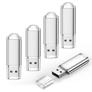 Datarm Clef USB 1Go Lot de 5 Clés USB Mini Métal Cle USB 2.0 Flash Drive Stockage Externes Argenté 1 Go by - Publicité