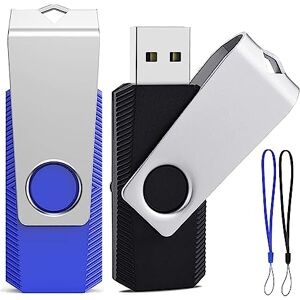 ABLAZE Clé USB 1 Go Lot de 2  USB 2.0 Pendrive Clef USB 1go Pivotantes Disque Mémoire Stick avec 2 Cordes (Noir Bleu,2pcs*1GB) - Publicité