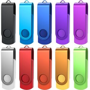 Uflatek Cle USB 1 Go Lot de 10 USB 2.0 Clé USB  Flash Drive Rotative Clef USB Couleur Mixte Mémoire Stick Métal Flash Drive avec Cordes - Publicité