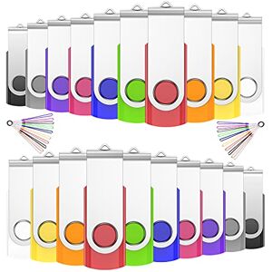 JIUSHARK Cles USB 1 Go,Lot de 20 Pivotant 2.0 Clé USB Cles USB Originale Stockage Carte Mémoire Flash Drive Stylo Lecteur (10 Couleurs 1GB*20PCS) - Publicité