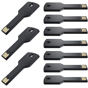 Uflatek Clé USB 32Go Forme de Clé 10 Pièces  USB 2.0 Noir Cle USB Nouveauté Mémoire Stick Étanche Thumb Drive Stockage de Données Externe pour Cadeau - Publicité