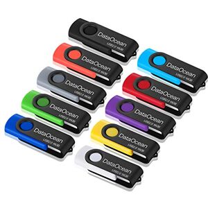 DataOcean Lot de 10 Clé USB 16 Go USB 2.0 Flash Drive Stockage Rotation Disque Mémoire Stick (10 X 16Go Mélanger Les Couleurs) - Publicité