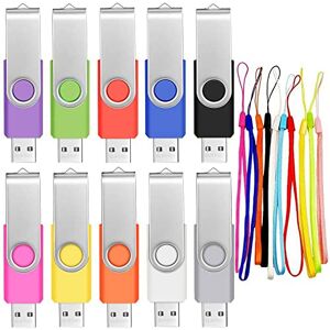 FEBNISCTE Cle USB 128MB Lot de 10 Clés USB 2.0 Mémoire Sticks Petite Capacité Clef USB 128 Mo Rotatif PenDrive Lecteur Flash USB  Cles USB Multicolore Mémoires USB 2.0 avec Cordes - Publicité