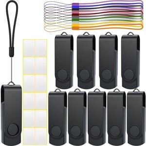 Uflatek Cle USB 1 Go Lot de 10 USB 2.0 Clé USB  Flash Drive Rotative Clef USB Noir Mémoire Stick Métal Flash Drive avec Cordes - Publicité