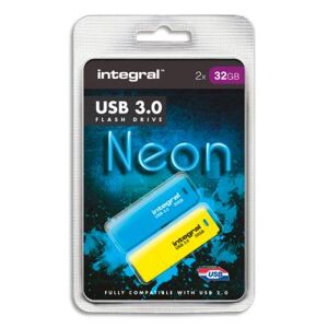 Pack de 2 clés USB Integral 3.0 32Go Bleu/Jaune INFD32GBNEON3.0BLYL