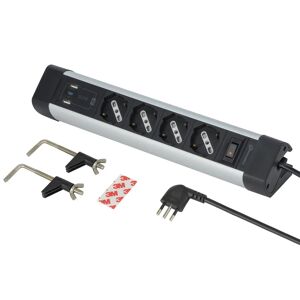 ELECTRALINE Multipresa 4 posti, 3 USB, alluminio,