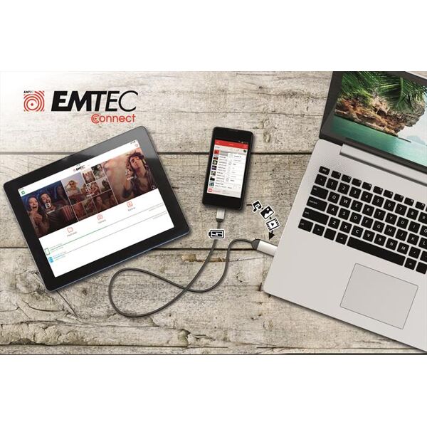 emtec t750b on-the-go dual usb 3.1 / micro usb flash d-grigio / nero