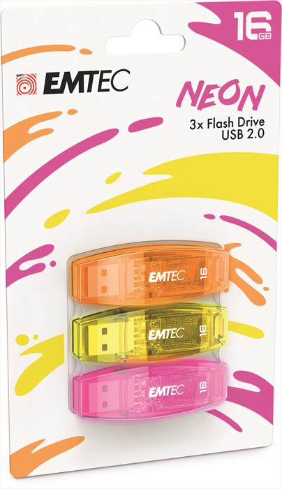 EMTEC Usb2.0 C410 16gb P3 Neon-giallo Arancio Fucsia