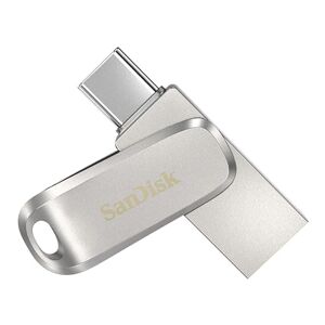 Sandisk 1TB Ultra Dual Drive Luxe, USB Type-C Flash Drive all-metal, up to 400MB/s with reversible USB Type-C and USB Type-A connectors, for smartphones, tablets, Macs and computers, Silver