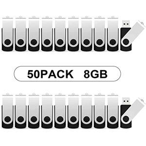 8GB USB Stick 50Pack, KOOTION Bulk USB Flash Drive Swivel 8GB Memory Stick Pen Drive Thumb Drive Jump Drive Computer Data Storage (50Pack Black)