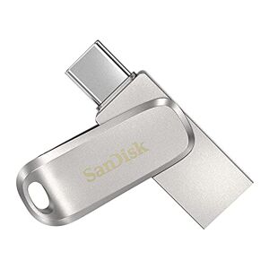 Sandisk 256GB Ultra Dual Drive Luxe, USB Type-C Flash Drive all-metal, up to 400MB/s with reversible USB Type-C and USB Type-A connectors, for smartphones, tablets, Macs and computers, Silver