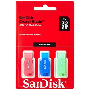 Sandisk 32GB Cruzer Blade USB Flash Drive , Blue/Pink/Green, 3count(Pack of 1)
