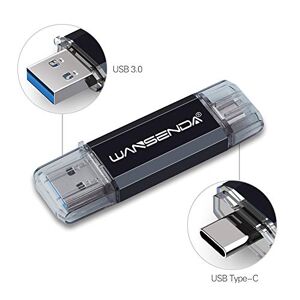 WANSENDA USB Memory Stick 3.0 64GB 128GB USB Type C Pen Drive OTG Flash Drive USB Stick For Type-C Android Devices/PC/Mac (64GB, Black)