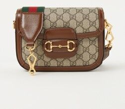 Gucci Horsebit 1955 Mini Crossbody-Tasche aus Leder und Canvas Beige 1 maat