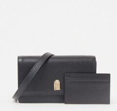 FURLA 1927 Mini Crossbody-Tasche L aus Leder mit Kartenetui Schwarz Einheitsgröße