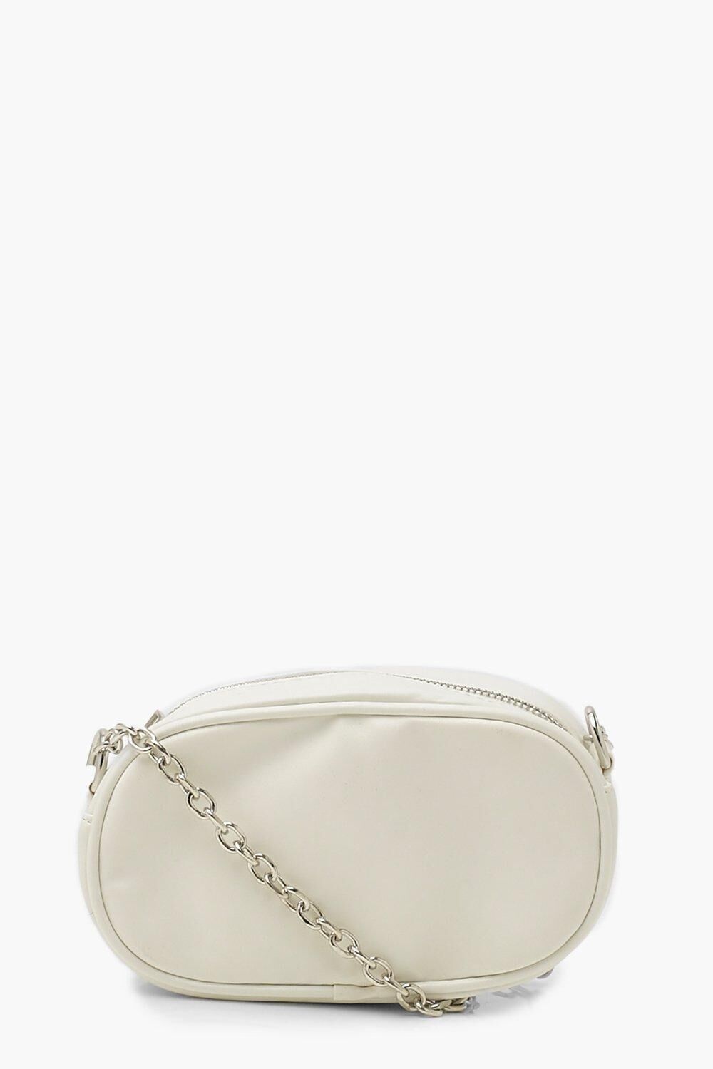 Boohoo Mini Chain Strap Cross Body Bag- White  - Size: ONE SIZE