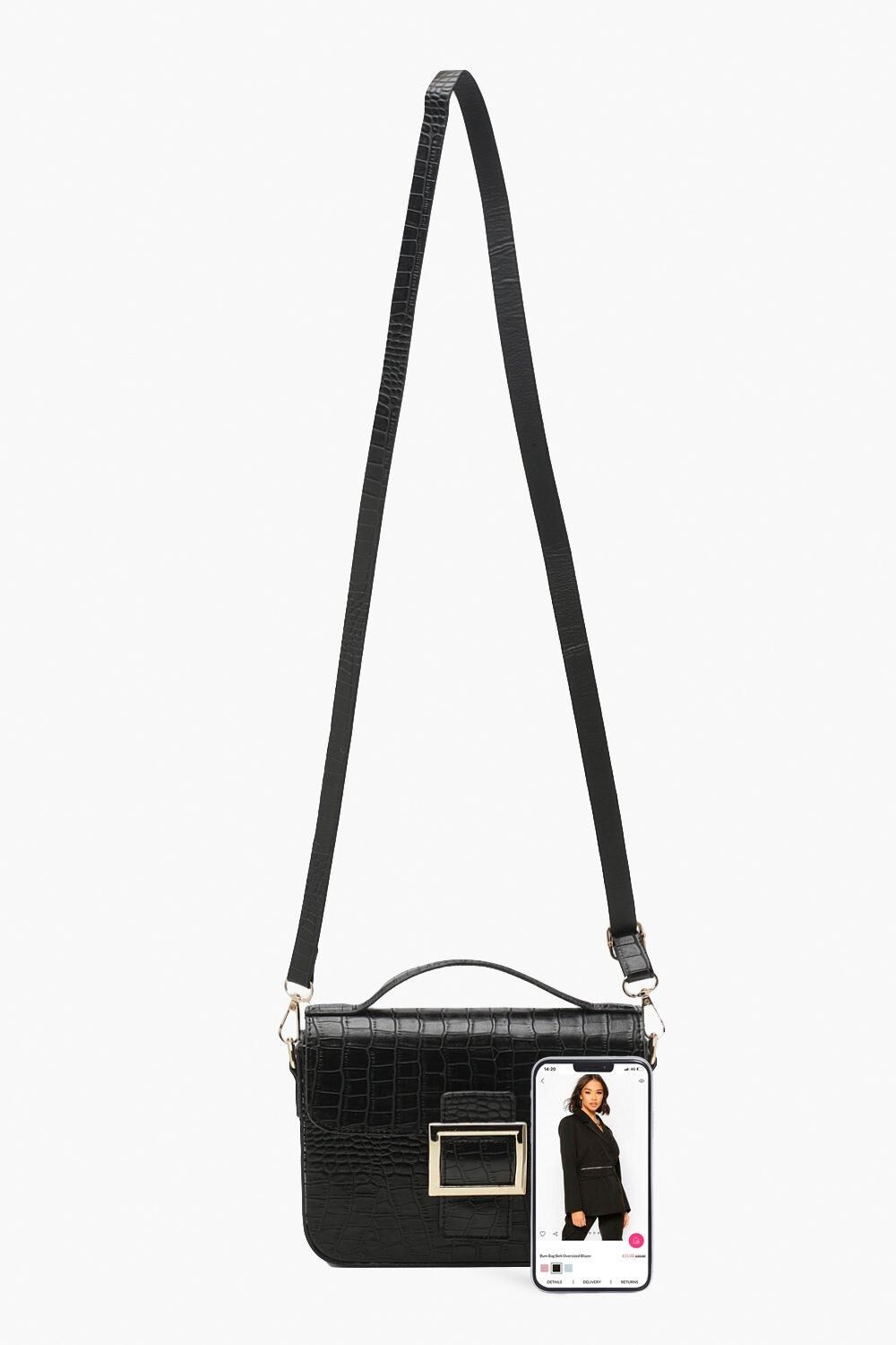 Boohoo Buckle Trim Shoulder Bag- Black  - Size: ONE SIZE