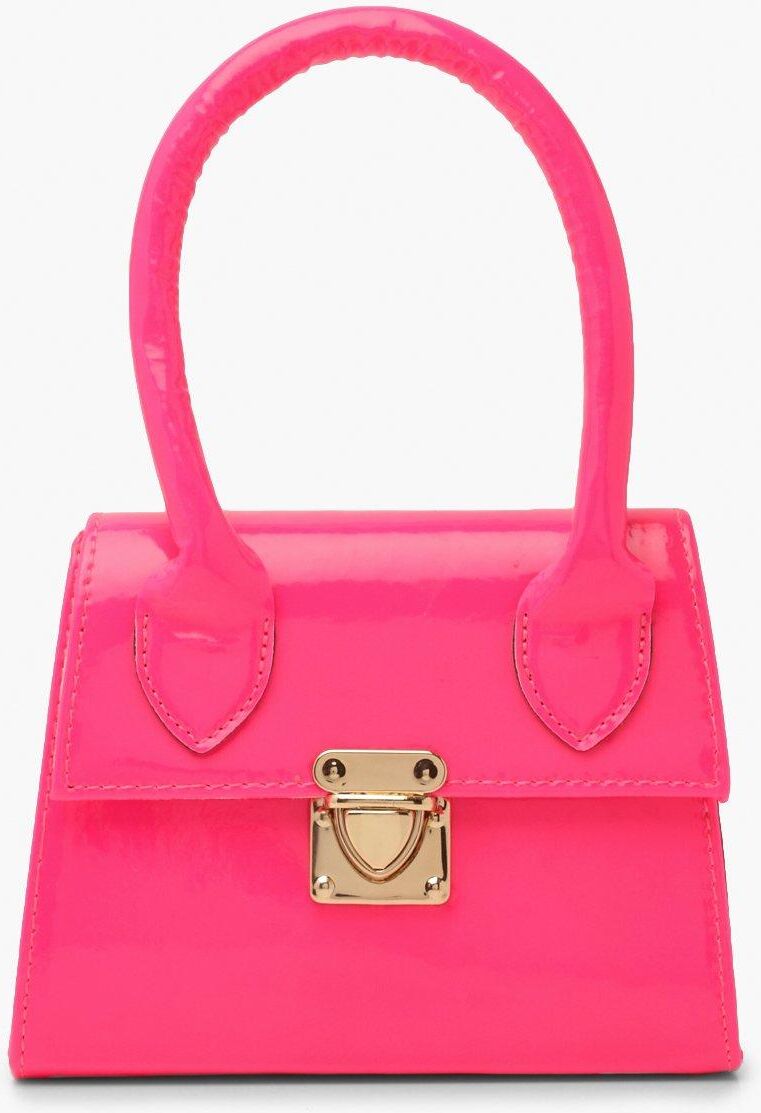 Boohoo Neon Micro Mini Structured Handle Grab Bag- Pink  - Size: ONE SIZE