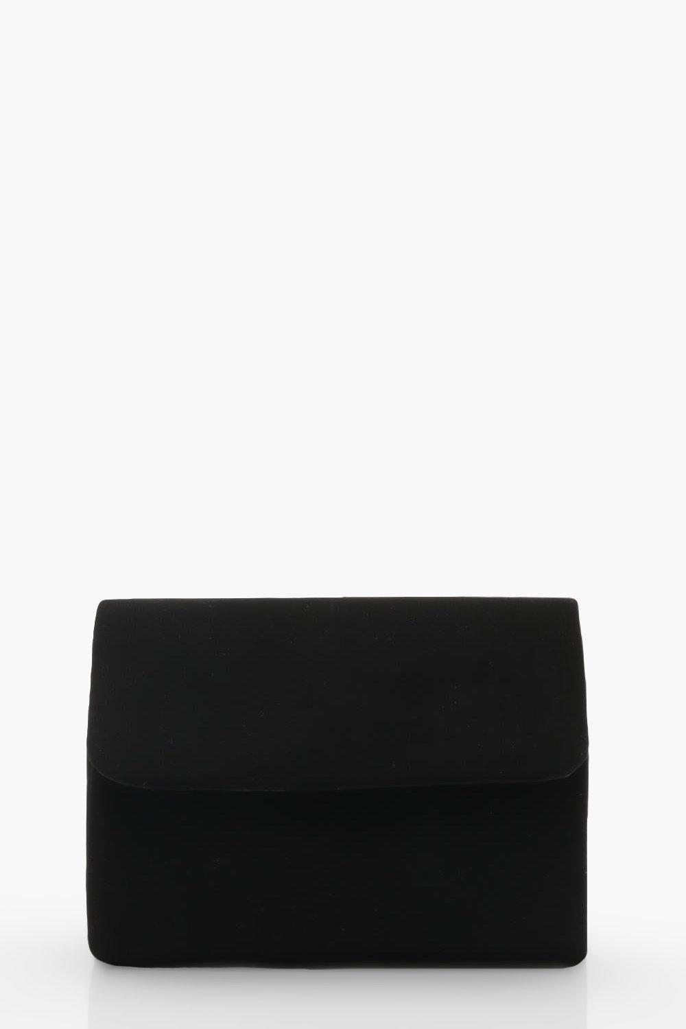Boohoo Micro Mini Suedette Clutch And Chain Bag- Black  - Size: ONE SIZE