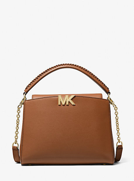 MICHAEL Michael Kors MK Karlie Medium Leather Satchel - Luggage Brown