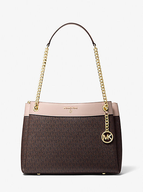 MICHAEL Michael Kors MK Susan Medium Logo Shoulder Bag - Brn/sftpink