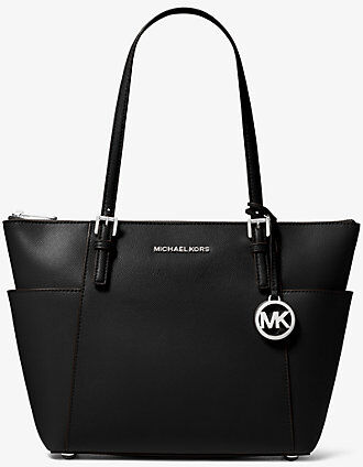 MICHAEL Michael Kors MK Jet Set Saffiano Leather Top-Zip Tote Bag - Black