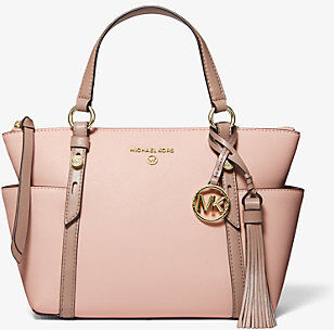 MICHAEL Michael Kors MK Sullivan Small Two-Tone Saffiano Leather Top-Zip Tote Bag - Sftpink/fawn