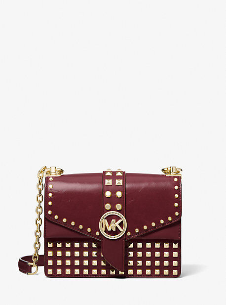 MICHAEL Michael Kors MK Greenwich Extra-Small Studded Patent Leather Crossbody Bag - Dk Berry