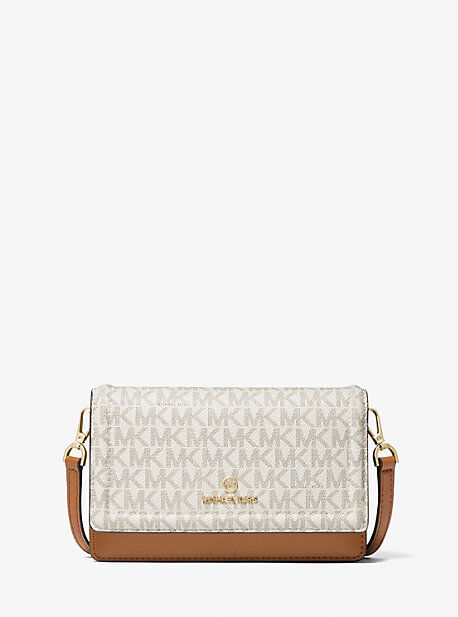 MICHAEL Michael Kors MK Jet Set Small Logo Smartphone Convertible Crossbody Bag - Vanilla/acorn