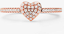 Michael Kors MK Precious Metal-Plated Sterling Silver Pavé Heart Ring - Rose Gold