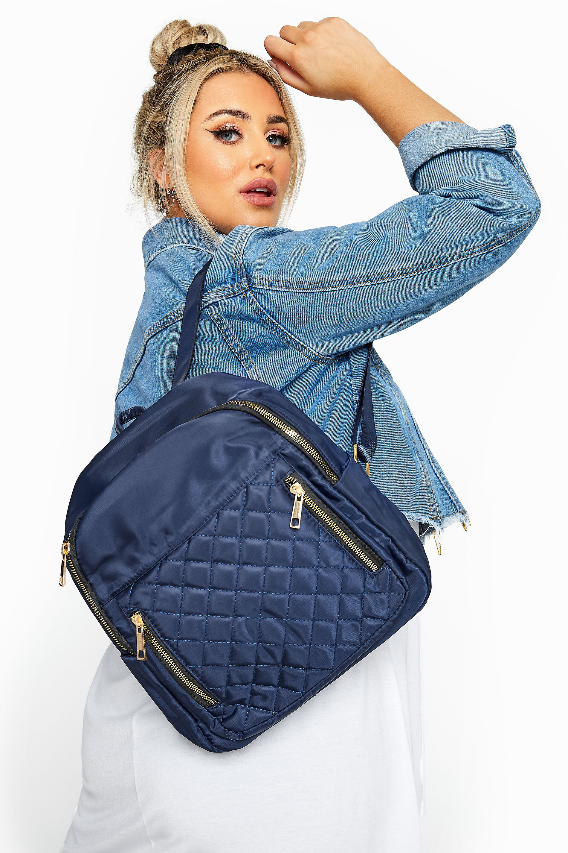 Yours Clothing Navy quilted backpack