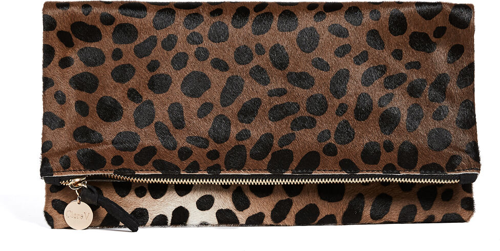 Clare V. Supreme Haircalf Fold Over Clutch Leopard One Size  Leopard  size:One Size