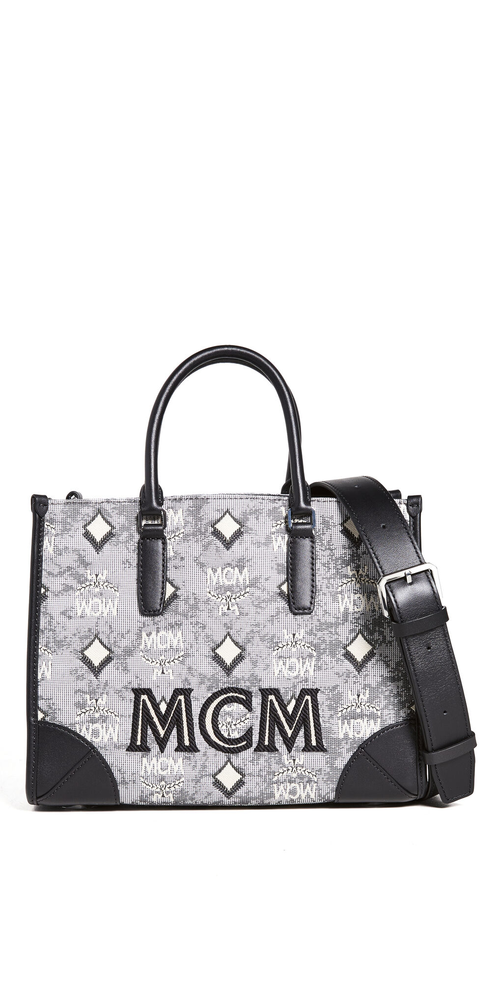 MCM Vintage Jacquard Small Tote Grey One Size  Grey  size:One Size