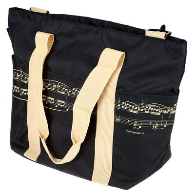 agifty Schultertasche Pro Musica beig Black with beige staves