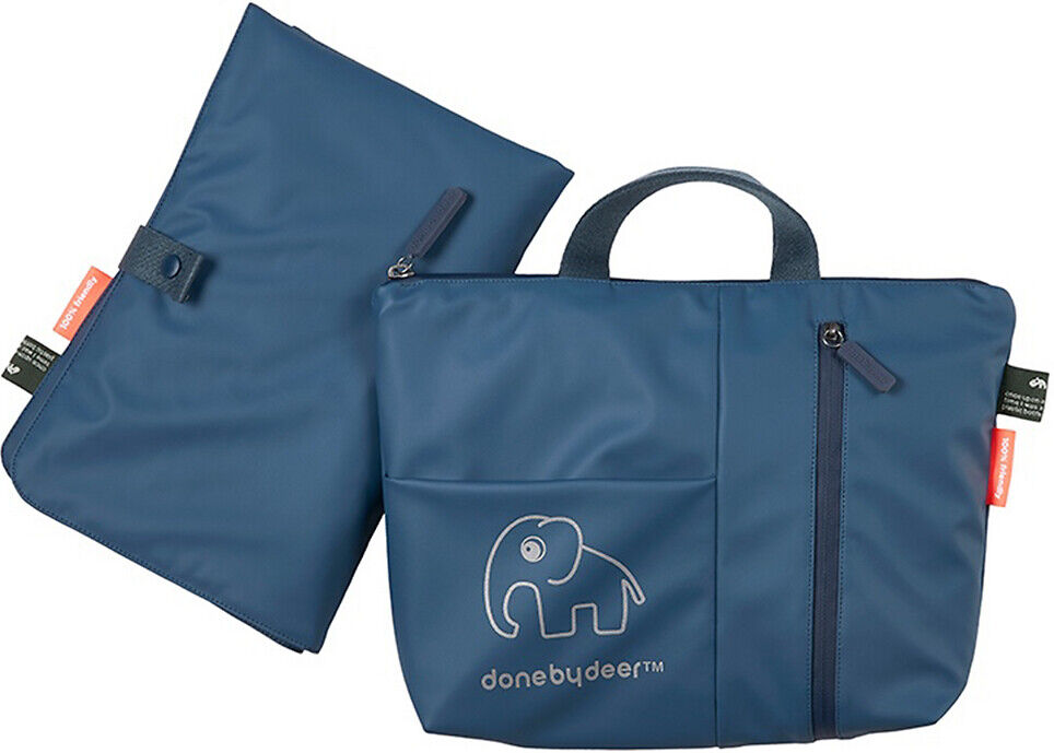 DONE BY DEER Reise-Wickeltasche mit Wickelunterlage GRAU;BLAU