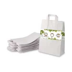BIOZOYG 25 Stück Tragetasche L 26 x 12 x 35cm Papiertüte reißfest weiß kompostierbar Einkaufstasche Papiertasche Einkaufstüte umweltfreundlich