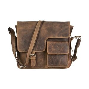 Greenburry Umhängetasche Leder braun Vintage Messenger Schultertasche Herren 36x31cm